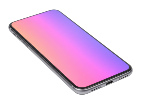 Smartphone with a gradient screen transparent background cutout png