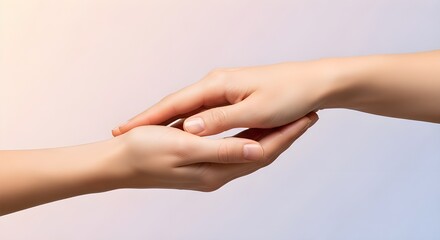 Fototapeta premium Two hands touching representing connection, support, empathy, care, and human relationship