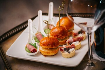 Elegant Gourmet Appetizers on Luxury Tray