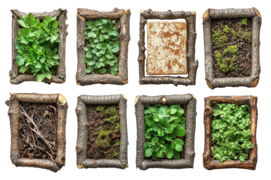 Natural Frames Collage Exploring the Elements Flora Roots Textures and a Touch of Earthy Beauty