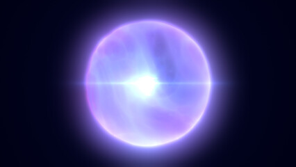 Luminous violet orb radiating cosmic energy, symbolizing mystery, harmony, and universal balance