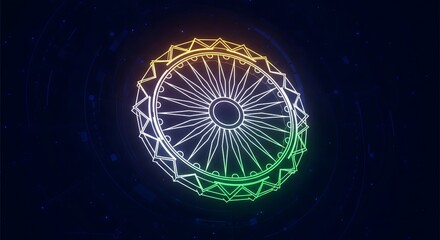Glowing Wheel Design on Dark Blue Background