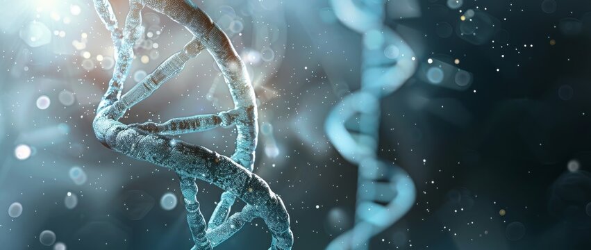 Exploring the intricate structure of DNA in a vibrant digital representation - Powered by Adobe