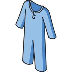 Light Blue Long Sleeve Pajama Set with Buttoned Neckline and Solid Color Design Isolated on Transparent Background