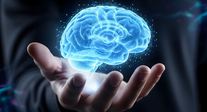 Futuristic concept of artificial intelligence and human connection in a digital world