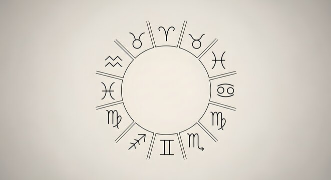 Zodiac wheel with astrological symbols for horoscope and design concepts
