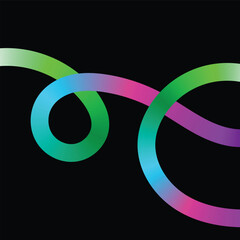 Dark Abstract Background with Glowing Gradient Line  Futuristic Wavy Neon Ribbon Backdrop