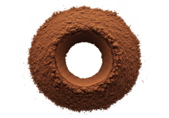 Rich cocoa powder donut shape, fine texture, perfect for baking, dessert, or beverage recipes
