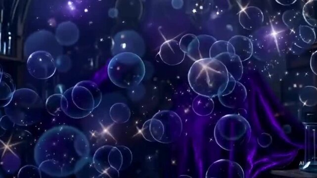 Mesmerizing Star Bubble Animation Background | Sparkling Cosmic Particles, Floating Light Orbs, Magical Galaxy Motion Graphics for Video Editors, Creators, and Adobe Stock Buyers