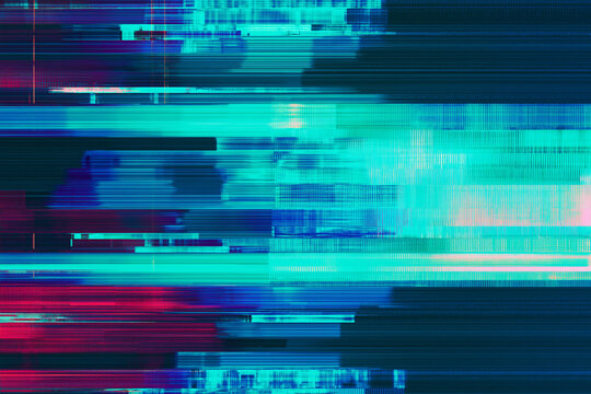 Abstract glitch art image with vibrant horizontal lines. Ideal for web design backgrounds, social media graphics, and digital advertising with energetic and modern visuals. Perfect for technologyrelat