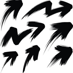 Black vector set of flying birds silhouettes including eagle, hawk, and raven wings illustration for nature, tattoo, and art design symbol