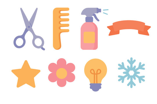 Creative tools for artistic activities and crafting projects. Set of 6 Christmas vector illustration