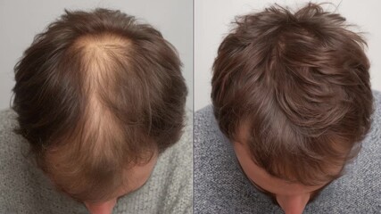 Hair treatment success story highlights noticeable difference in hair volume and coverage from anti hair loss procedure