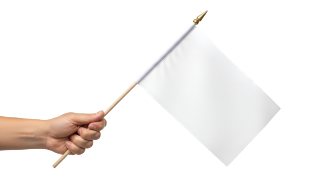 Hand Holding Small Blank White Flag graphic design