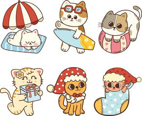 Cute puppy and kitten in the variation of school and education cartoon hand drawn character illustration