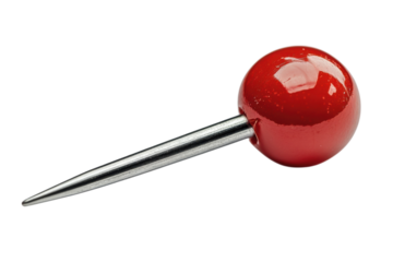 Red Thumbtack Close Up Office Supply Bulletin Board Pin Steel Point Organization Macro Detail