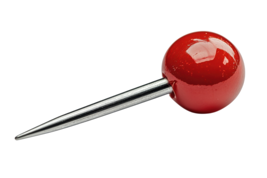 Red Thumbtack Close Up Office Supply Bulletin Board Pin Steel Point Organization Macro Detail