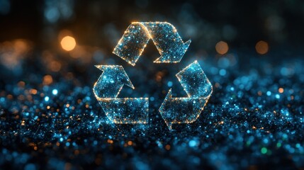 Recycled symbol, glowing points