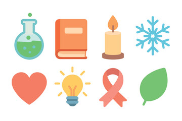 Creative icons for health, science, and education themes. Set of 6 Christmas vector illustration