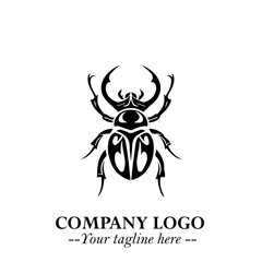 Beetle Logo Symbol in Black on the White Background with Simple Modern Insect Design