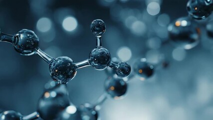 Close up of a molecule structure with atoms and bonds in blue color - Powered by Adobe