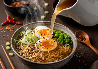 Elevate your instant noodles with this simple Quick Recipe, featuring delicious Food Hacks for a perfect bowl of steamy Japanese ramen soup with egg