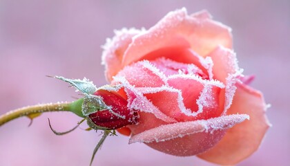Frost-Kissed Rose - A Delicate Dance of Warmth and Cold.