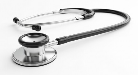 A stethoscope on a white background, medical equipment for auscultation.