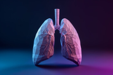 Intricate 3D model of human lungs with vibrant lighting showcasing health and anatomy