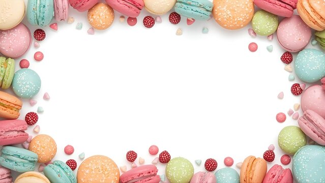 Playful Candy-Colored Abstract Border. Whimsical Doodle Frame with Fun Shapes. Colorful Hand-Drawn Background for Birthday Card