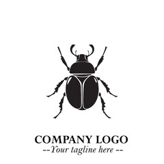 Beetle Logo Symbol in Black on the White Background with Simple Modern Insect Design