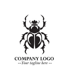 Beetle Logo Symbol in Black on the White Background with Simple Modern Insect Design