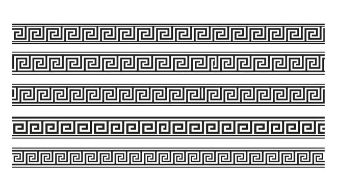 Greek Key Borders Seamless Repeating Patterns, Ornate Decorative Elements