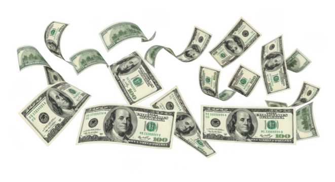 Money isolated on transparent background