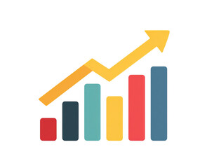 Upward Arrow Over Bar Chart isolated on a transparent background