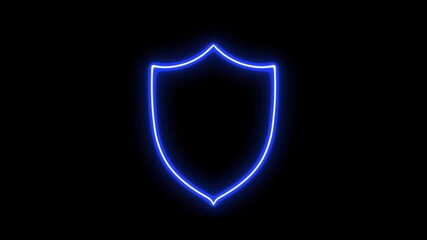 Bright neon security neon frame with tones on isolated Shield neon icon Neon shield icon glowing animation security, neon protective shield health icon - Powered by Adobe
