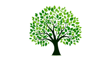 Fototapeta premium Vibrant green tree illustration on white background, a symbol of nature, ecology, growth, and environmental sustainability.