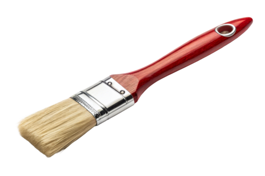 Single Paint Brush With Red Handle and Metal Ferrule