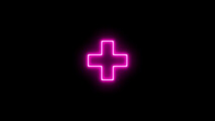 Neon line plus symbol icon simple positive plus icon animation. Business counting add motion. positive technology sign. medical cross icon animation, neon plus sign icon, Plus neon sign. - Powered by Adobe