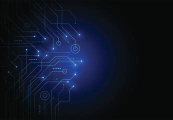 Abstract technology background with circuit board and network connection. Vector illustration
