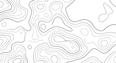 Abstract Topographic Map Contour Lines on White Background, Geomorphology Cartography Graphic
