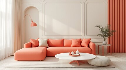 Minimalist, Cozy and modern living room interior design