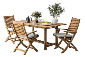Wooden Folding Outdoor Dining Set with Chairs and Table
