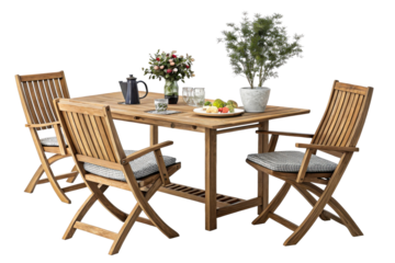 Wooden Folding Outdoor Dining Set with Chairs and Table