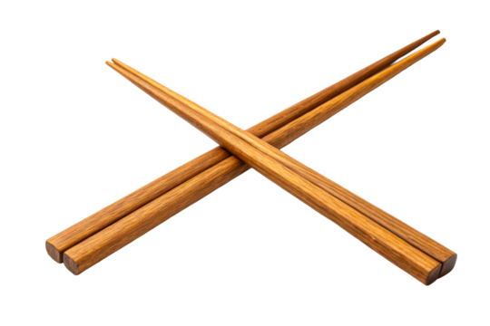Pair of Crossed Wooden Chopsticks Isolated on White - Powered by Adobe