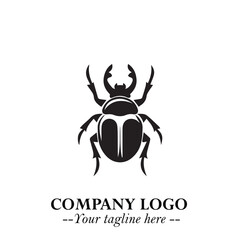 Beetle Logo Symbol in Black on the White Background with Simple Modern Insect Design