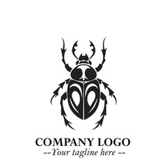 Beetle Logo Symbol in Black on the White Background with Simple Modern Insect Design