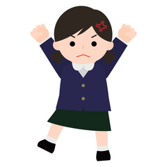 怒って両手を上げる女の子