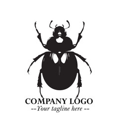 Beetle Logo Symbol in Black on the White Background with Simple Modern Insect Design