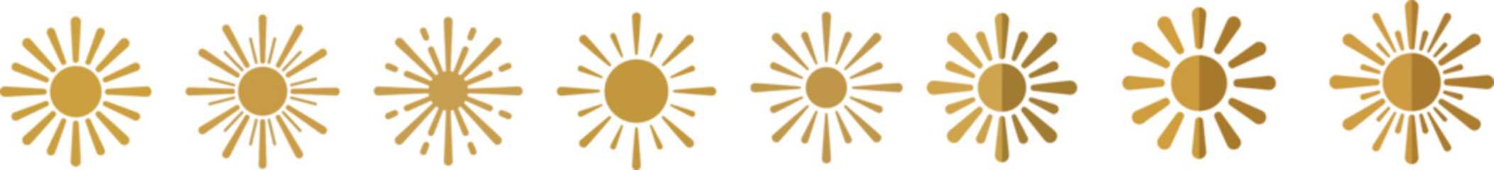 Golden Sunburst Horizontal Divider Border | Boho Sunshine Line Separator PNG Clipart